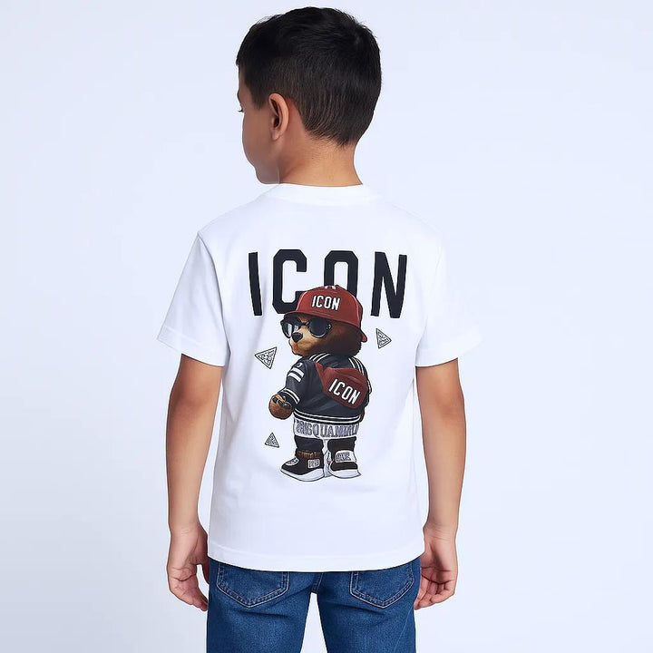 ICON shirt met toffe beer print wit