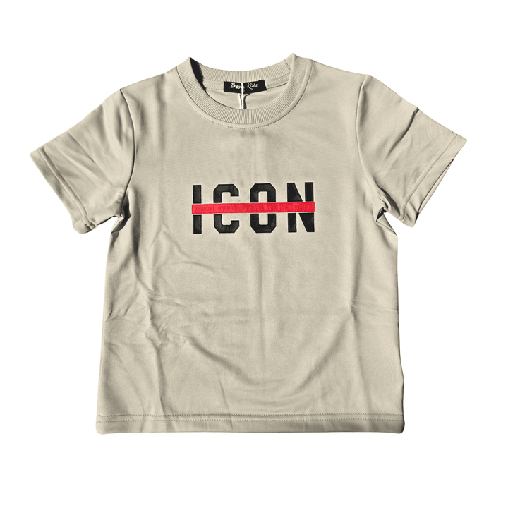 Beige jongensset met tas ICON print