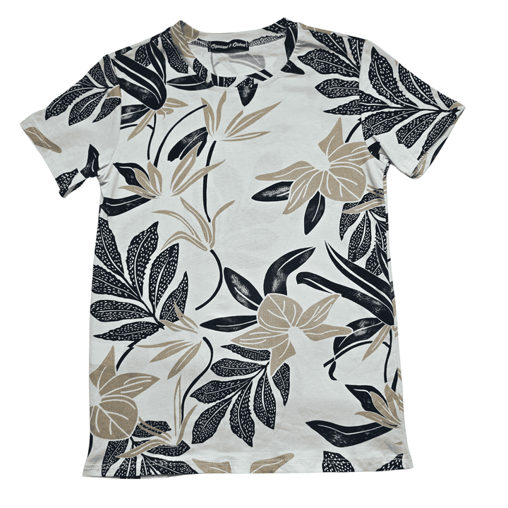 Beige shirt met bladerenprint