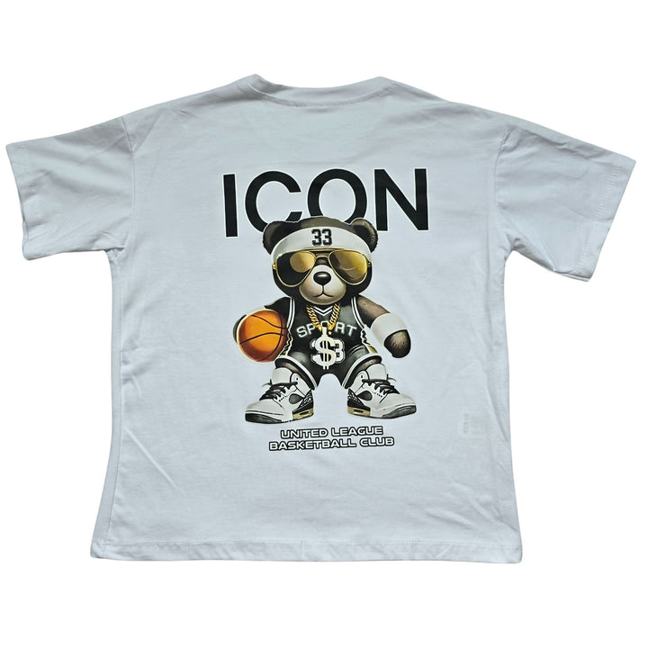ICON shirt met basketbal beer print wit