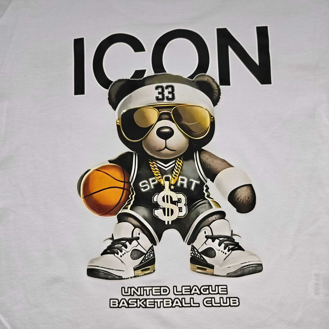 ICON shirt met basketbal beer print wit