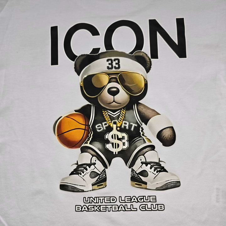 ICON shirt met basketbal beer print wit