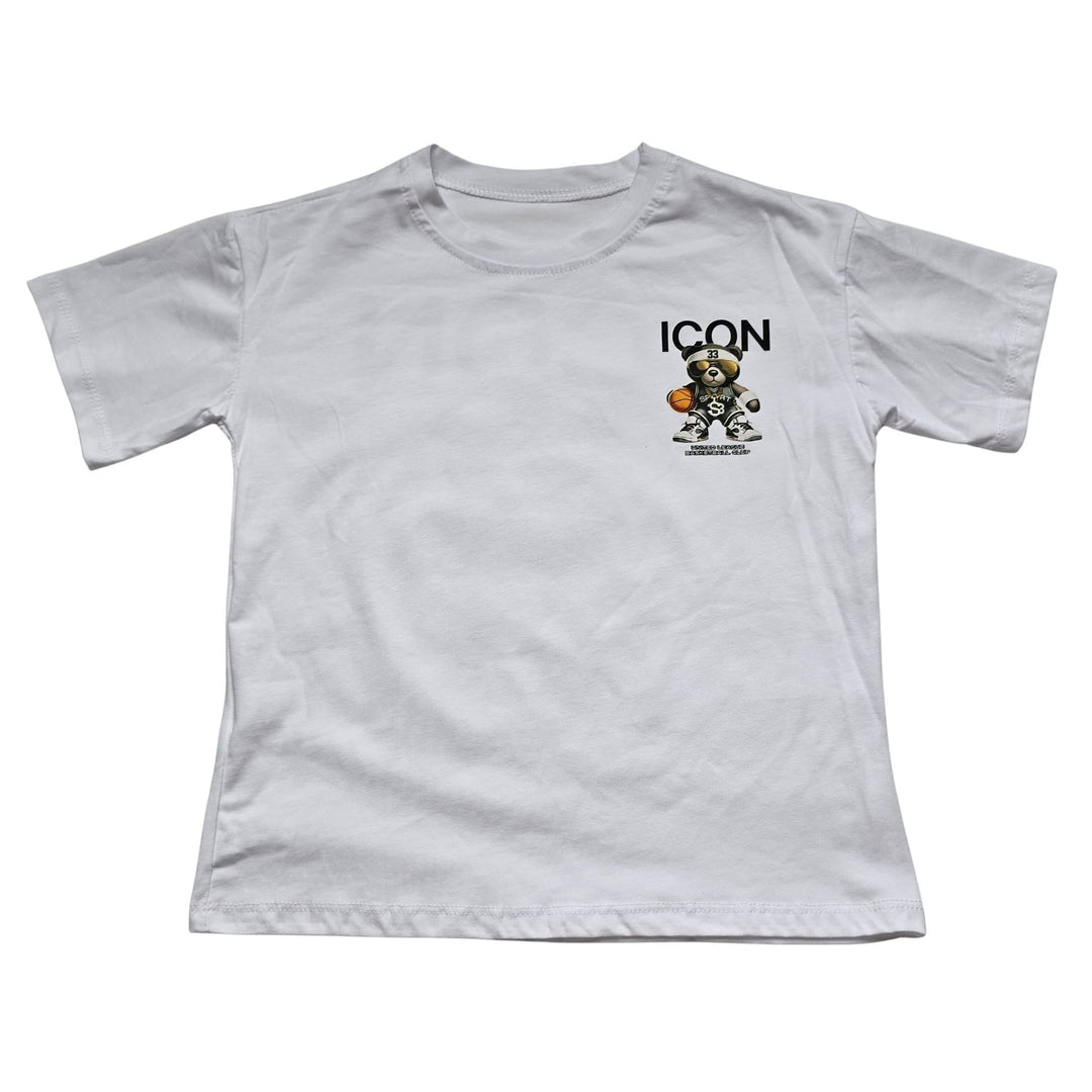 ICON shirt met basketbal beer print wit