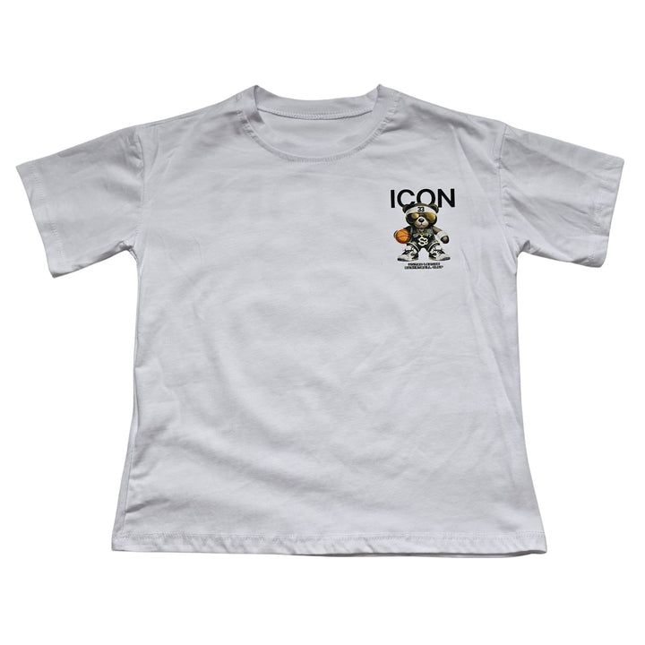 ICON shirt met basketbal beer print wit