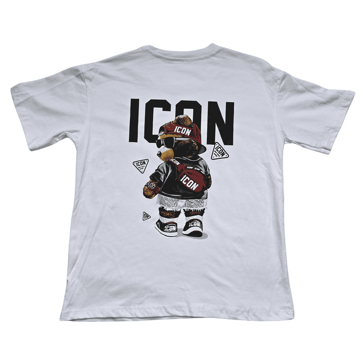 ICON shirt met toffe beer print wit