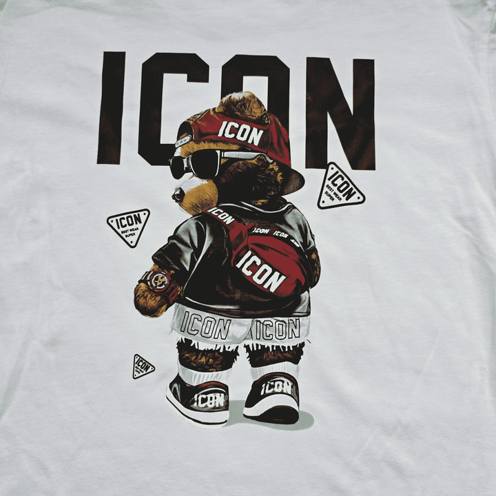 ICON shirt met toffe beer print wit