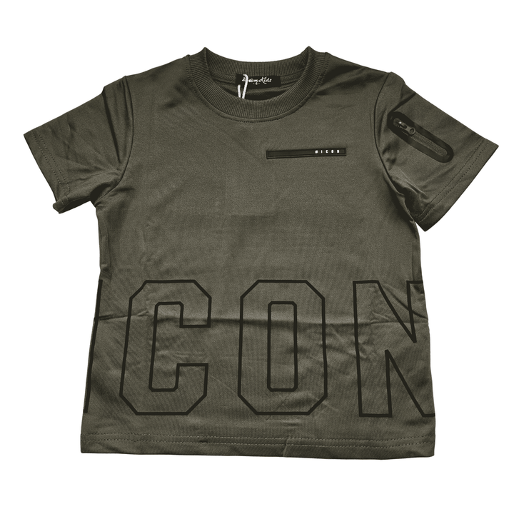 Legergroene jongensset met ICON print