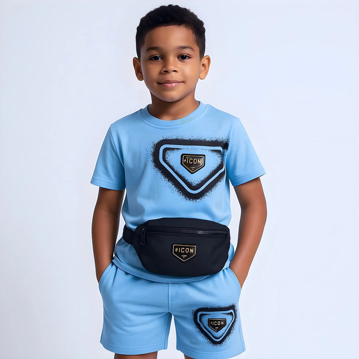 Lichtblauwe ICON jongensset met stoere details