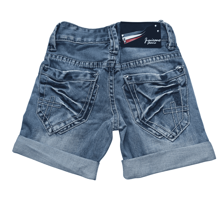 Lichtblauwe jongens korte broek met stoere stiksels