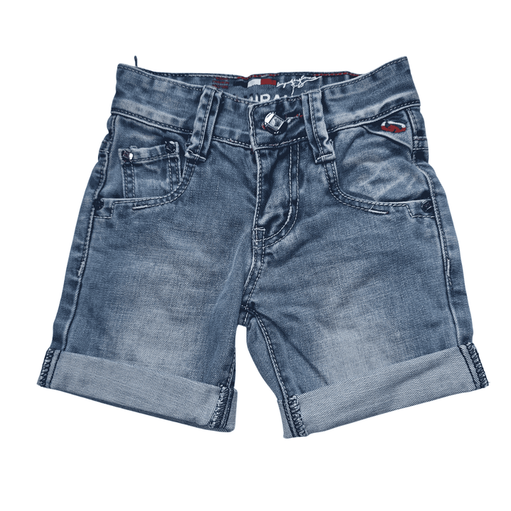 Lichtblauwe jongens korte broek met stoere stiksels